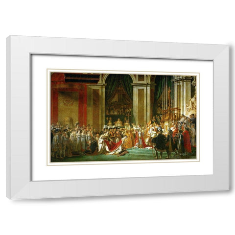 The Coronation of Napoleon White Modern Wood Framed Art Print with Double Matting by David, Jacques-Louis