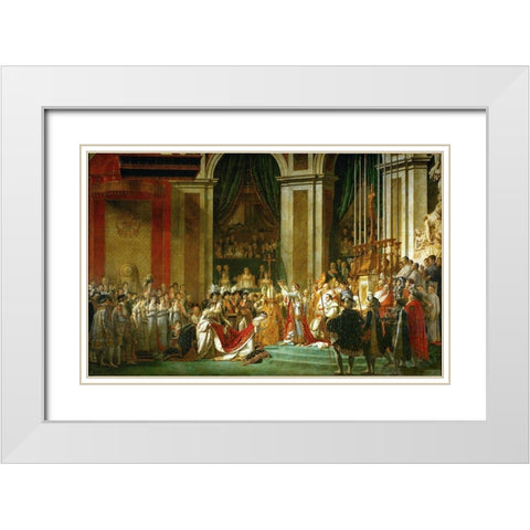The Coronation of Napoleon White Modern Wood Framed Art Print with Double Matting by David, Jacques-Louis