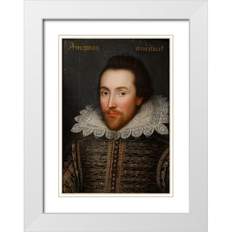 Cobbe portrait of Shakespeare White Modern Wood Framed Art Print with Double Matting by Unknown