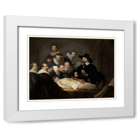 The Anatomy Lesson of Dr. Nicolaes Tulp White Modern Wood Framed Art Print with Double Matting by Rembrandt