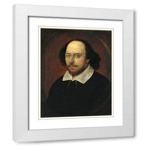 Chandos portrait of Shakespeare White Modern Wood Framed Art Print with Double Matting by Taylor, John