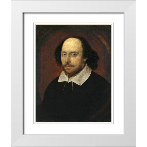 Chandos portrait of Shakespeare White Modern Wood Framed Art Print with Double Matting by Taylor, John
