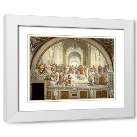 The School of Athens White Modern Wood Framed Art Print with Double Matting by Raphael