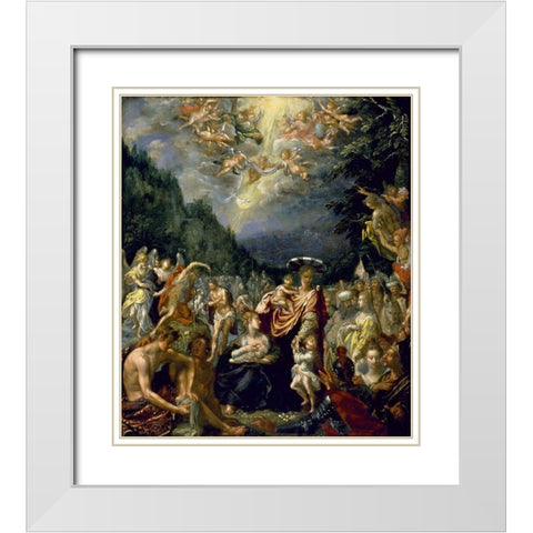 Baptism of Christ White Modern Wood Framed Art Print with Double Matting by Isaacsz, Pieter