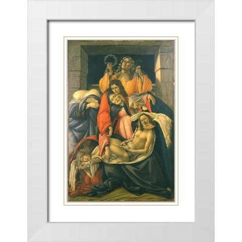 The Lamentation over the Dead Christ White Modern Wood Framed Art Print with Double Matting by Botticelli, Sandro