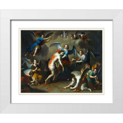 Christ Consoled by the Angels White Modern Wood Framed Art Print with Double Matting by Ruiz, Juan Patricio Morlete