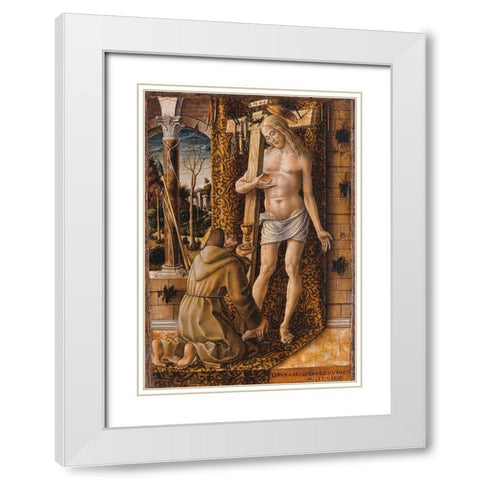 Saint Francis Collecting the Blood of Christ White Modern Wood Framed Art Print with Double Matting by Crivelli, Carlo