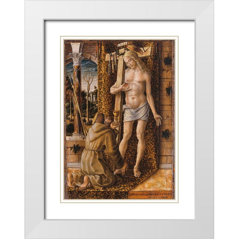 Saint Francis Collecting the Blood of Christ White Modern Wood Framed Art Print with Double Matting by Crivelli, Carlo