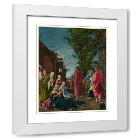 Christ taking Leave of his Mother White Modern Wood Framed Art Print with Double Matting by Albrecht Altdorfer