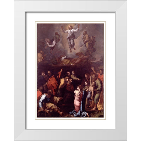 The Transfiguration White Modern Wood Framed Art Print with Double Matting by Raphael