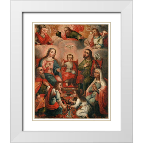 The family of Christ Child White Modern Wood Framed Art Print with Double Matting by Cusco School