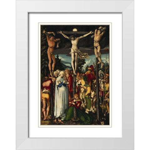 The Crucifixion of Christ White Modern Wood Framed Art Print with Double Matting by Baldung, Hans