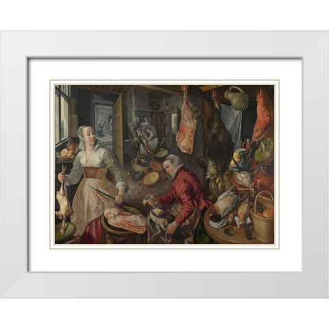 The Four ElementsÂ Fire White Modern Wood Framed Art Print with Double Matting by Beuckelaer, Joachim