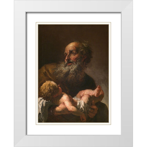 Simeon with Infant Jesus White Modern Wood Framed Art Print with Double Matting by Brandl, Petr