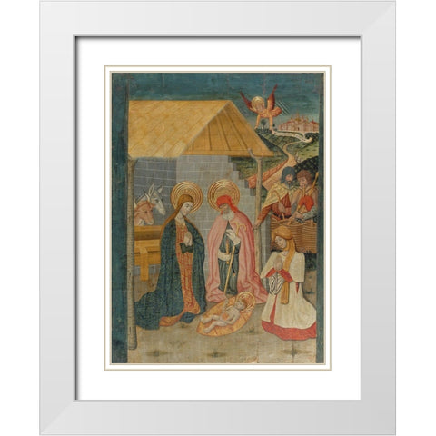 Nativity White Modern Wood Framed Art Print with Double Matting by Benabarre, Pedro GarcÃ­a de