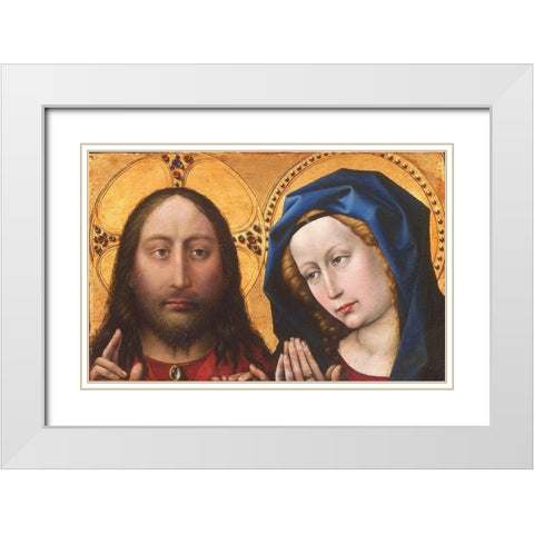 Christ and the Virgin White Modern Wood Framed Art Print with Double Matting by Campin, Robert
