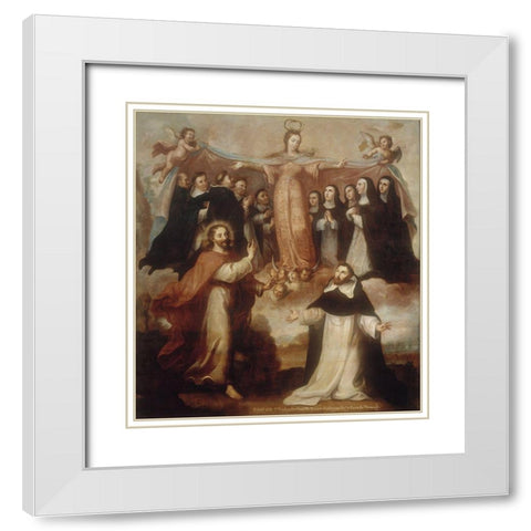 Allegory of the Virgin Patroness of the Dominicans White Modern Wood Framed Art Print with Double Matting by Cabrera, Miguel