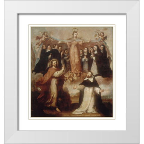 Allegory of the Virgin Patroness of the Dominicans White Modern Wood Framed Art Print with Double Matting by Cabrera, Miguel