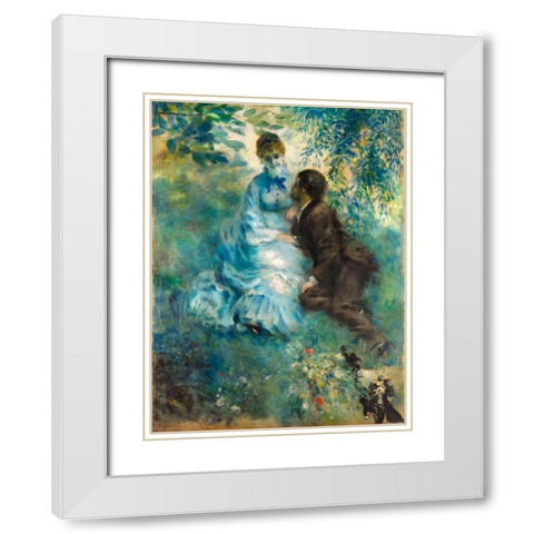 Lovers White Modern Wood Framed Art Print with Double Matting by Renoir, Pierre-Auguste