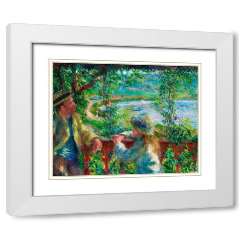 Near the Lake 1879â€“1890 White Modern Wood Framed Art Print with Double Matting by Renoir, Pierre-Auguste