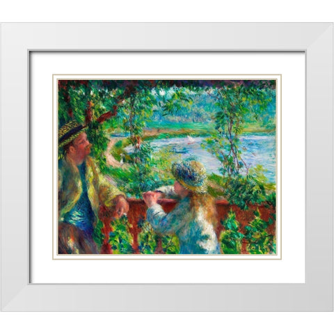Near the Lake 1879â€“1890 White Modern Wood Framed Art Print with Double Matting by Renoir, Pierre-Auguste