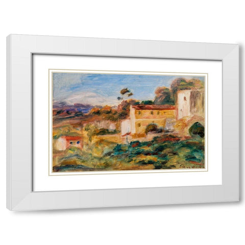 Landscape 1911 White Modern Wood Framed Art Print with Double Matting by Renoir, Pierre-Auguste