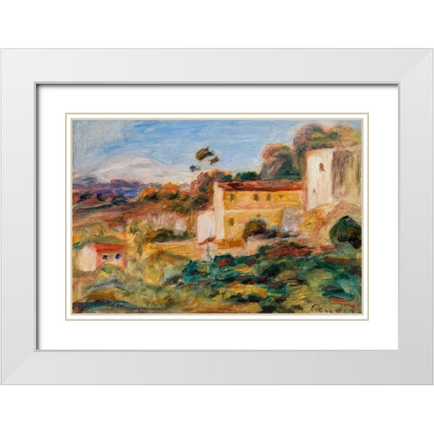 Landscape 1911 White Modern Wood Framed Art Print with Double Matting by Renoir, Pierre-Auguste