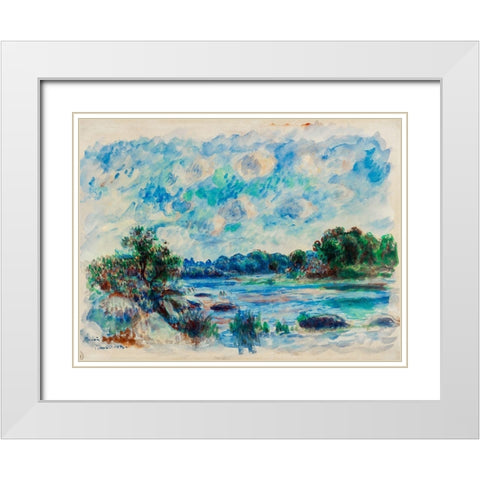 Landscape at Pont Aven 1892 White Modern Wood Framed Art Print with Double Matting by Renoir, Pierre-Auguste