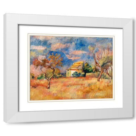 Dovecote at Bellevue White Modern Wood Framed Art Print with Double Matting by Renoir, Pierre-Auguste