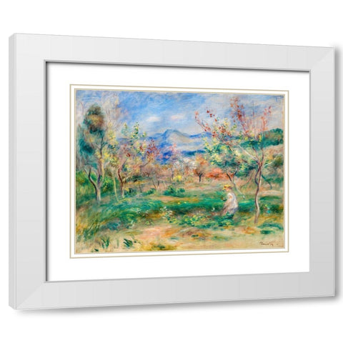 Landscape 1905 White Modern Wood Framed Art Print with Double Matting by Renoir, Pierre-Auguste