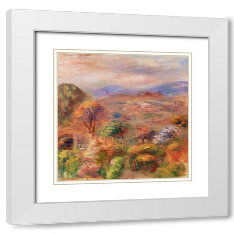 Landscape 1911 White Modern Wood Framed Art Print with Double Matting by Renoir, Pierre-Auguste