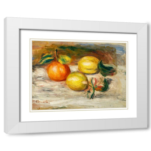 Lemons and Orange 1913 White Modern Wood Framed Art Print with Double Matting by Renoir, Pierre-Auguste