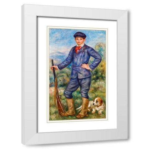 Jean as a Huntsman 1910  White Modern Wood Framed Art Print with Double Matting by Renoir, Pierre-Auguste