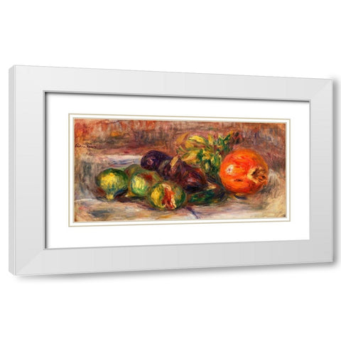 Pomegranate and Figs 1917 White Modern Wood Framed Art Print with Double Matting by Renoir, Pierre-Auguste