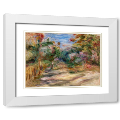Landscape 1911 White Modern Wood Framed Art Print with Double Matting by Renoir, Pierre-Auguste