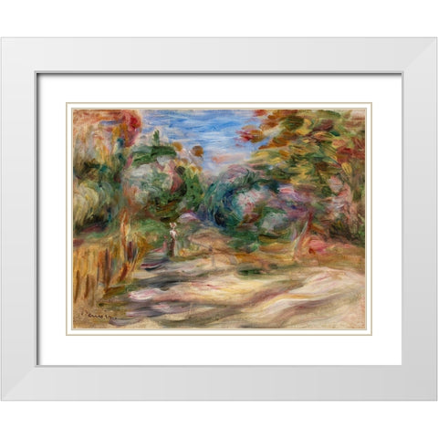 Landscape 1911 White Modern Wood Framed Art Print with Double Matting by Renoir, Pierre-Auguste