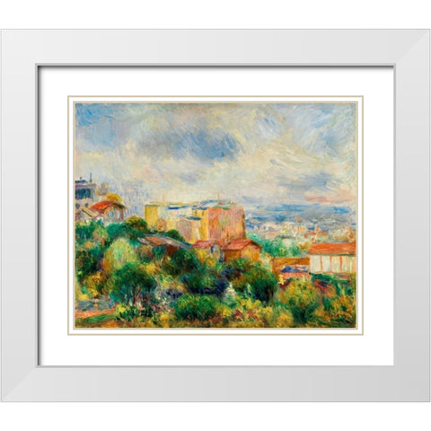 View From Montmartre 1892 White Modern Wood Framed Art Print with Double Matting by Renoir, Pierre-Auguste