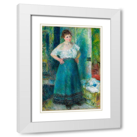 The Laundress 1879 White Modern Wood Framed Art Print with Double Matting by Renoir, Pierre-Auguste