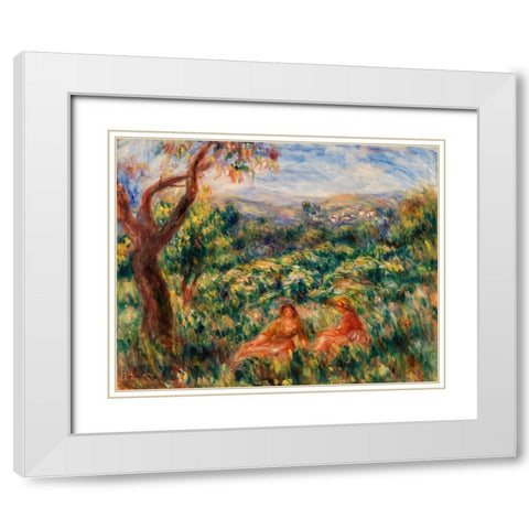 Landscape 1916 White Modern Wood Framed Art Print with Double Matting by Renoir, Pierre-Auguste