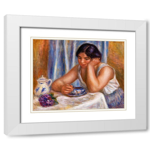 Cup of Chocolate 1912 White Modern Wood Framed Art Print with Double Matting by Renoir, Pierre-Auguste