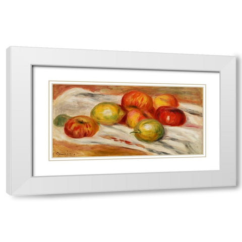 Apples, Orange, and Lemon 1911 White Modern Wood Framed Art Print with Double Matting by Renoir, Pierre-Auguste