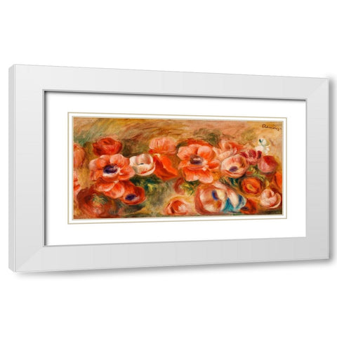 Anemones 1912 White Modern Wood Framed Art Print with Double Matting by Renoir, Pierre-Auguste