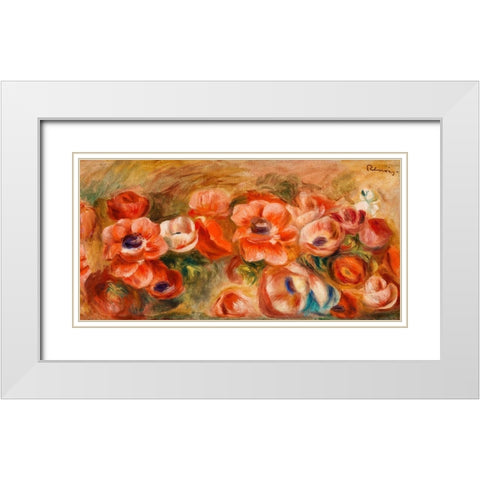 Anemones 1912 White Modern Wood Framed Art Print with Double Matting by Renoir, Pierre-Auguste