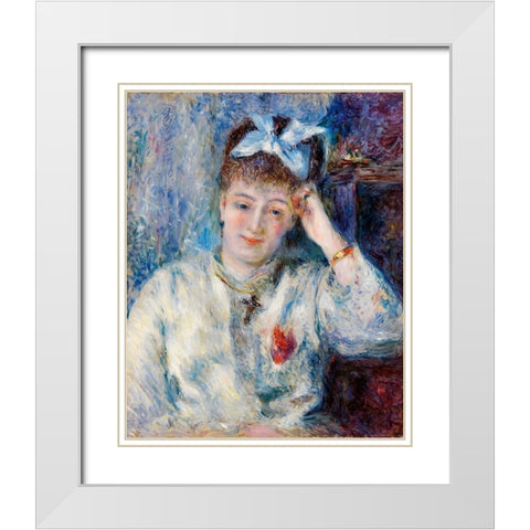 Portrait of Mademoiselle Marie Murer White Modern Wood Framed Art Print with Double Matting by Renoir, Pierre-Auguste