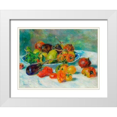 Fruits of the Midi 1881 White Modern Wood Framed Art Print with Double Matting by Renoir, Pierre-Auguste