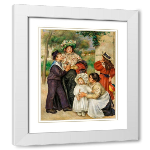 The Artists Family 1896 White Modern Wood Framed Art Print with Double Matting by Renoir, Pierre-Auguste