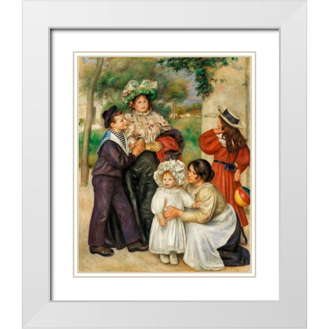 The Artists Family 1896 White Modern Wood Framed Art Print with Double Matting by Renoir, Pierre-Auguste