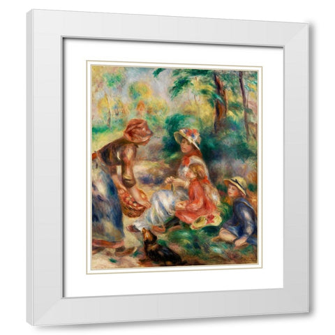 Apple Vendor 1890 White Modern Wood Framed Art Print with Double Matting by Renoir, Pierre-Auguste