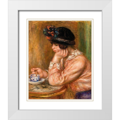 Cup of Chocolate 1914 White Modern Wood Framed Art Print with Double Matting by Renoir, Pierre-Auguste
