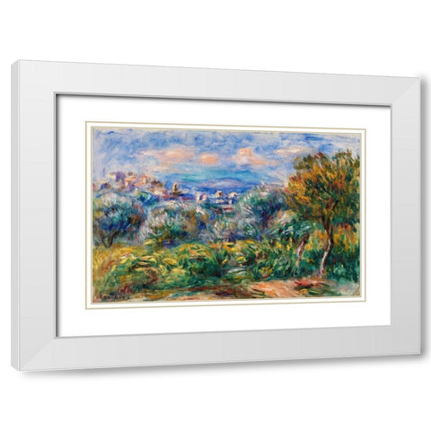 Landscape 1917 White Modern Wood Framed Art Print with Double Matting by Renoir, Pierre-Auguste